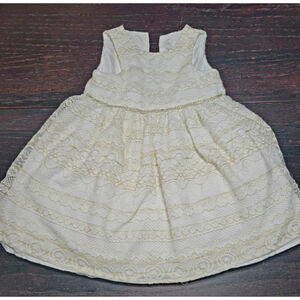Laura Ashley Baby Girl 12 M White Gold Threading Sleeveless Layered Underneath